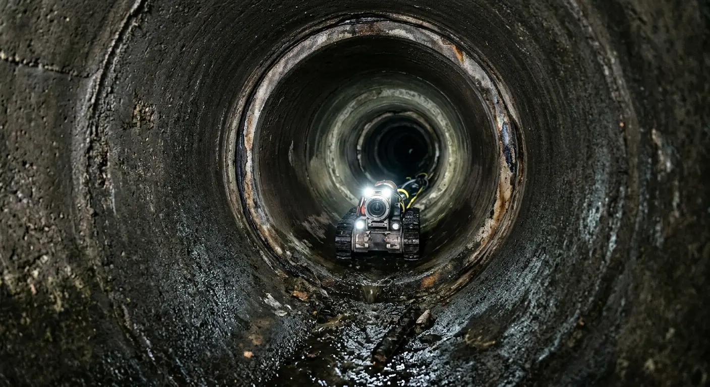 Robotic sewer camera inspecting pipe interior for Drain Snake Service in Helena Valley Northwest